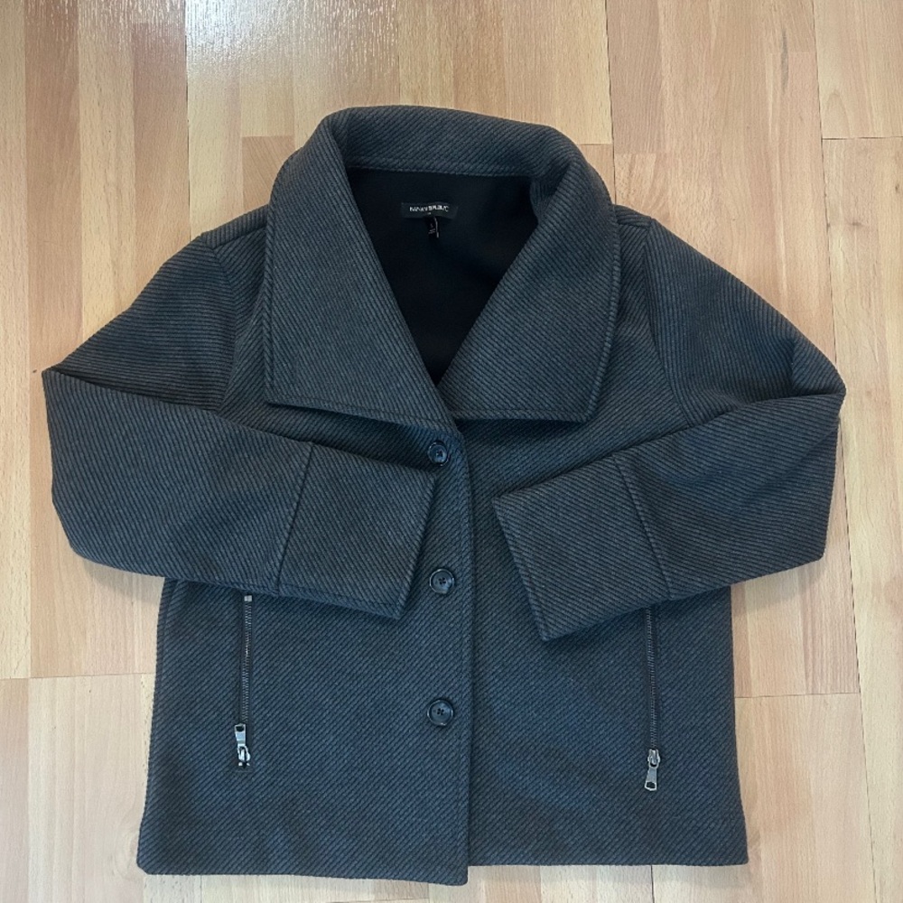 Banana Republic Girls' Charcoal Pea Coat - Dark Gray